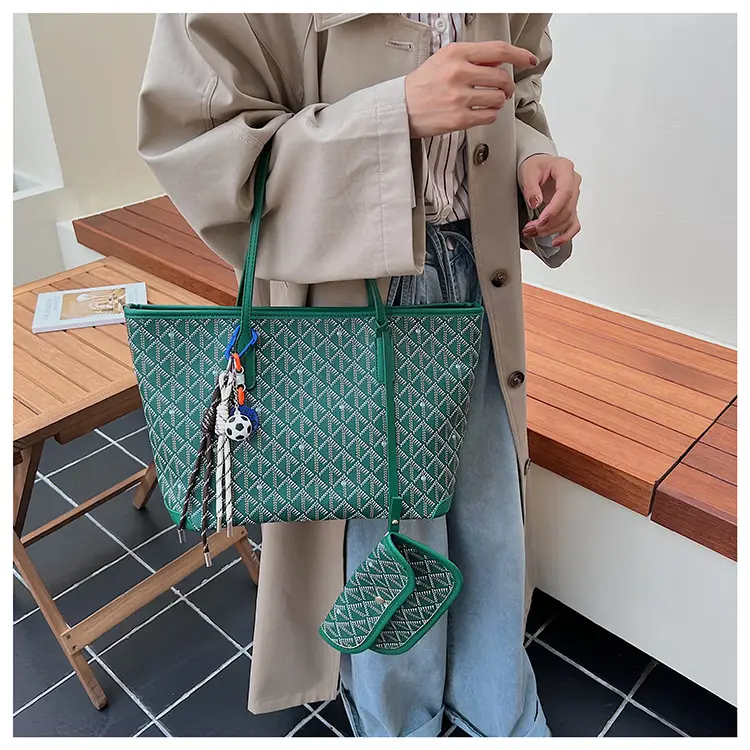 Women Large Capacity Tote Bag with Leather Handle Set — feature 27
