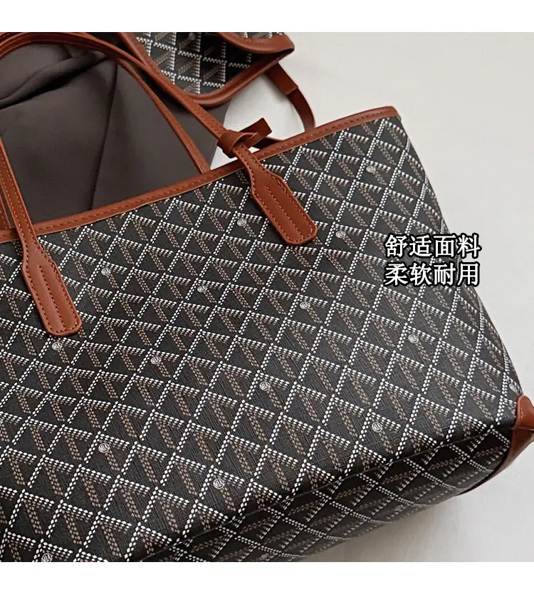 Women Large Capacity Tote Bag with Leather Handle Set — feature 3