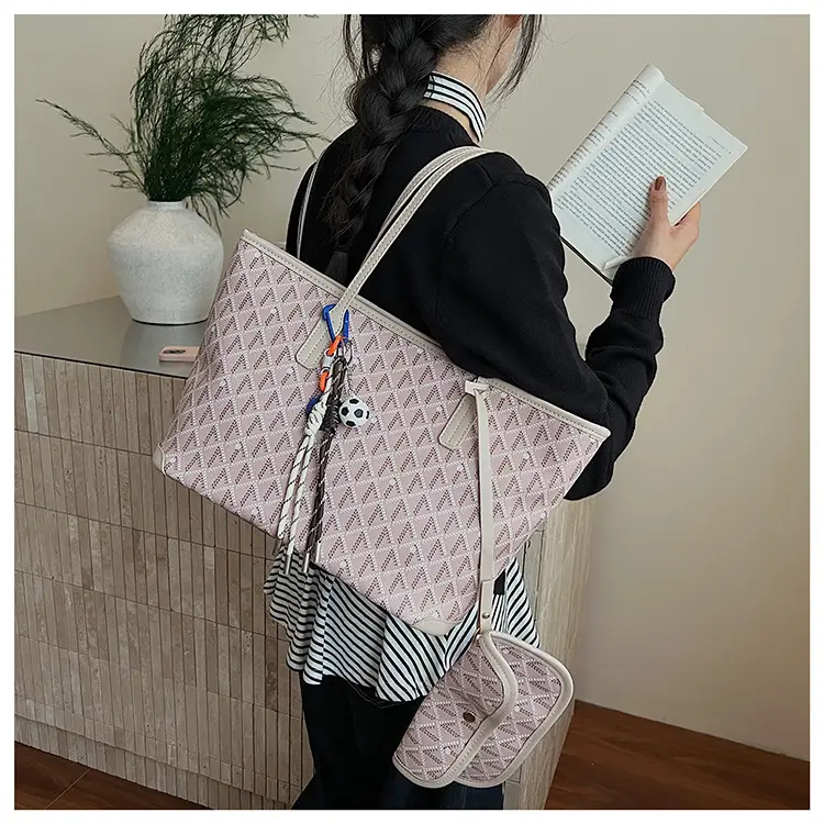 Women Large Capacity Tote Bag with Leather Handle Set — feature 30