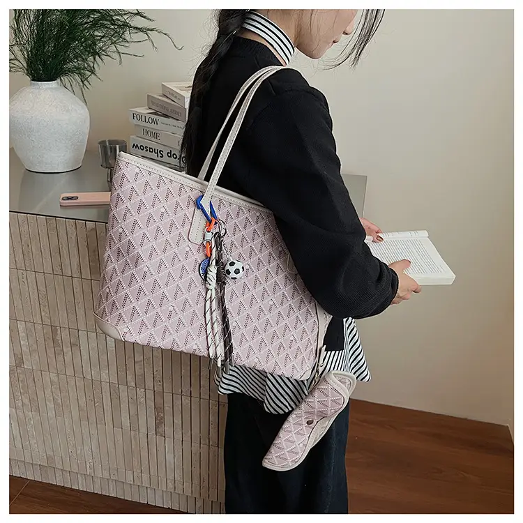 Women Large Capacity Tote Bag with Leather Handle Set — feature 31