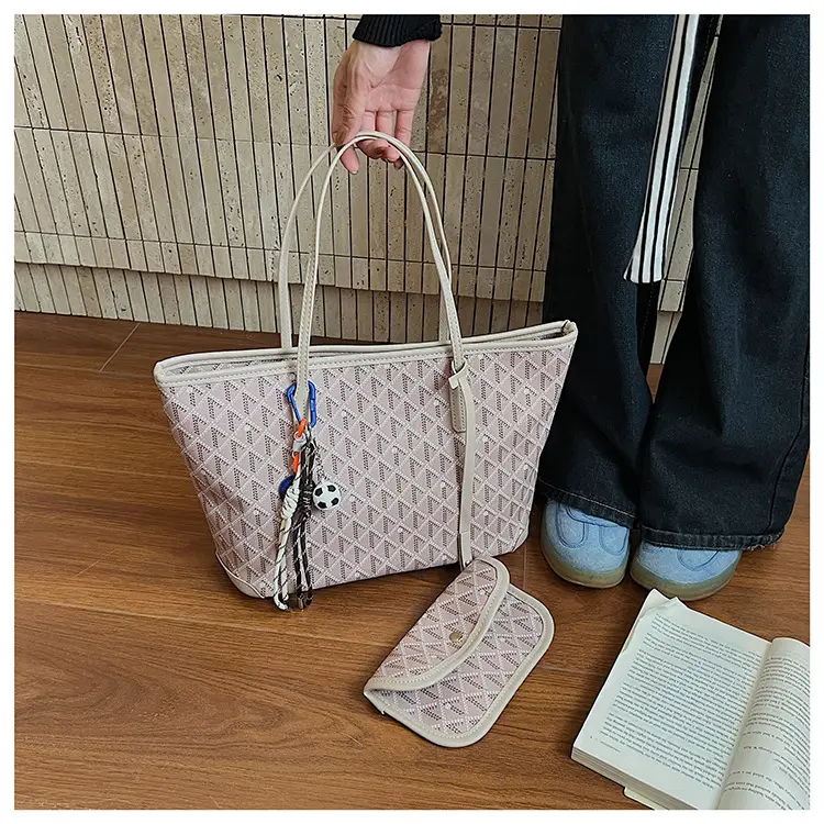 Women Large Capacity Tote Bag with Leather Handle Set — feature 32