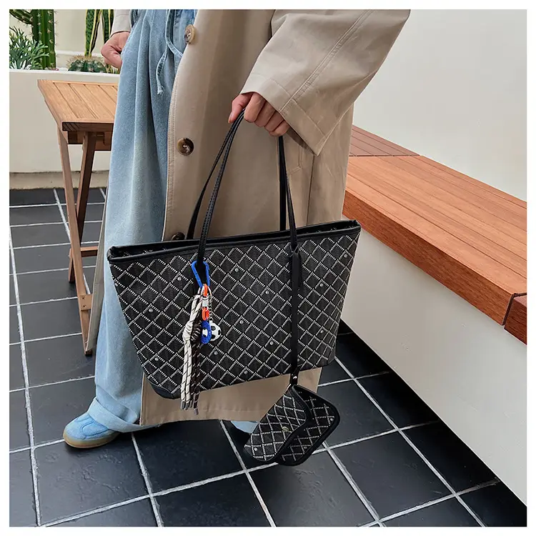 Women Large Capacity Tote Bag with Leather Handle Set — feature 37