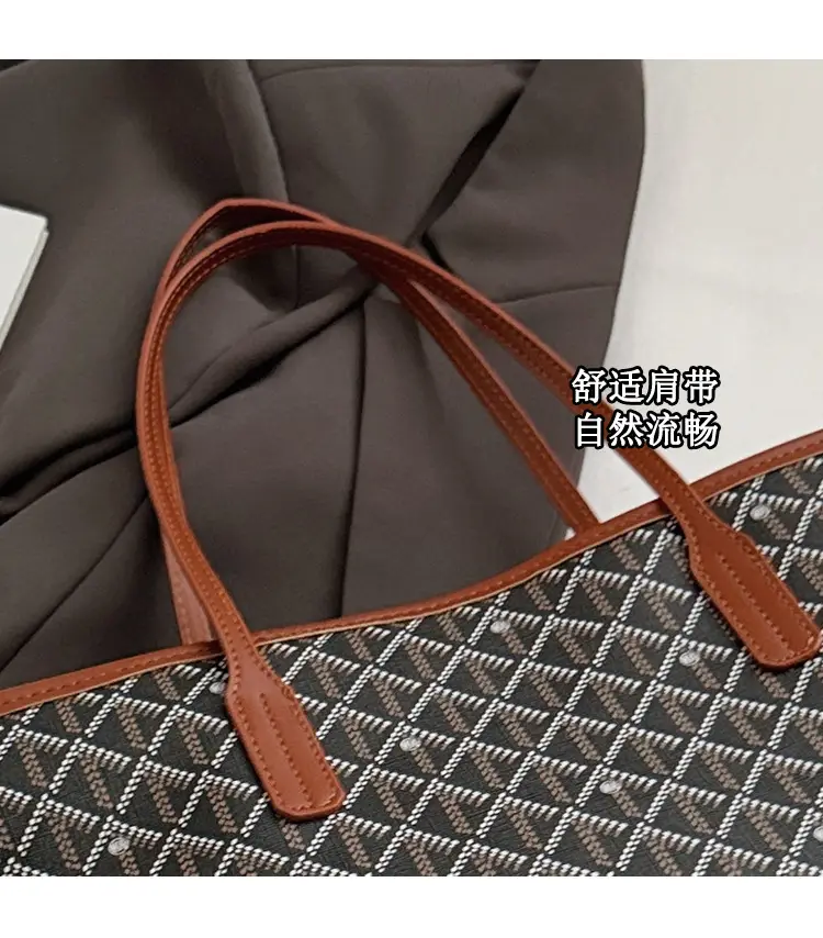 Women Large Capacity Tote Bag with Leather Handle Set — feature 6