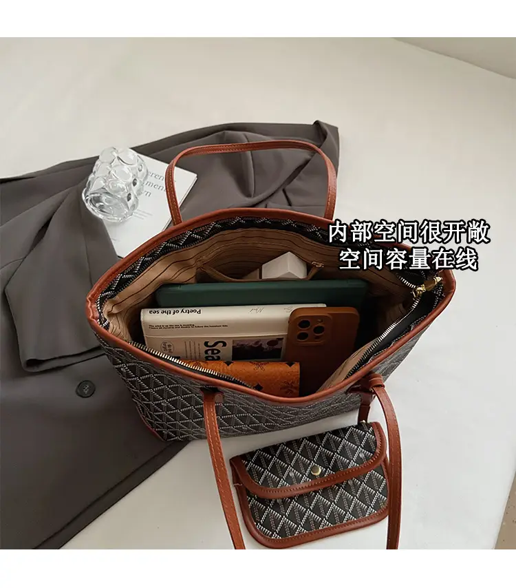 Women Large Capacity Tote Bag with Leather Handle Set — feature 7