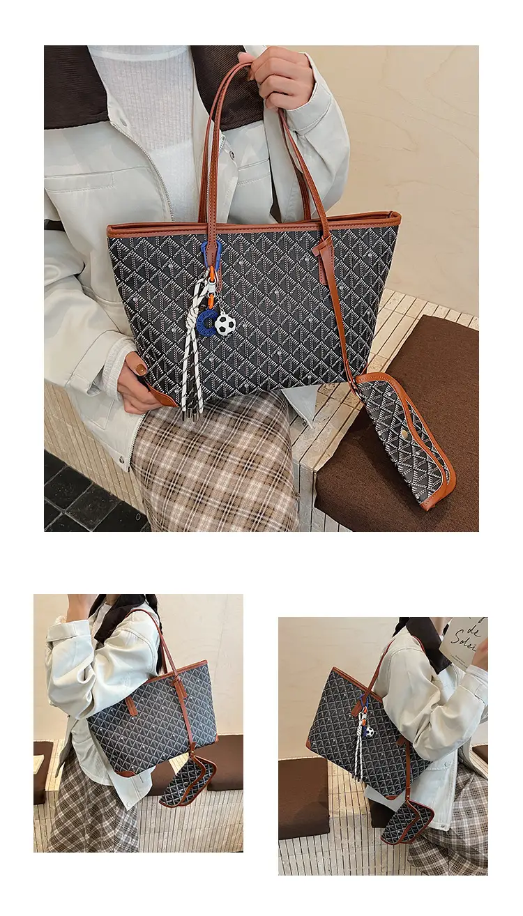 Women Large Capacity Tote Bag with Leather Handle Set — feature 9