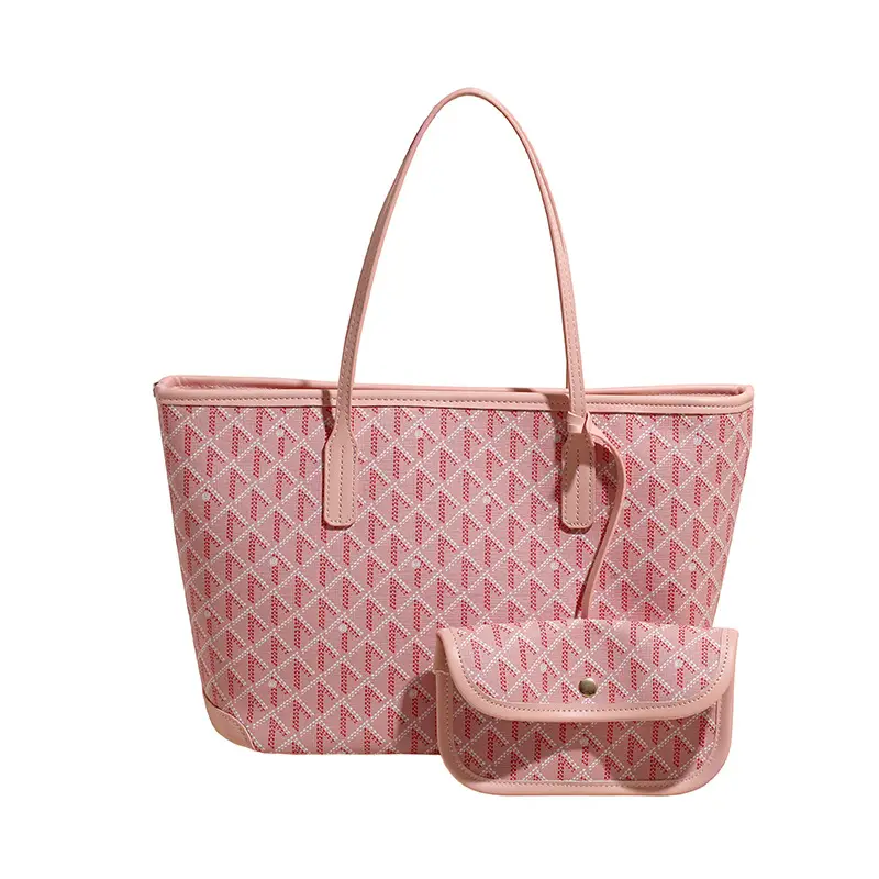 Women Large Capacity Tote Bag with Leather Handle Set - Image 2