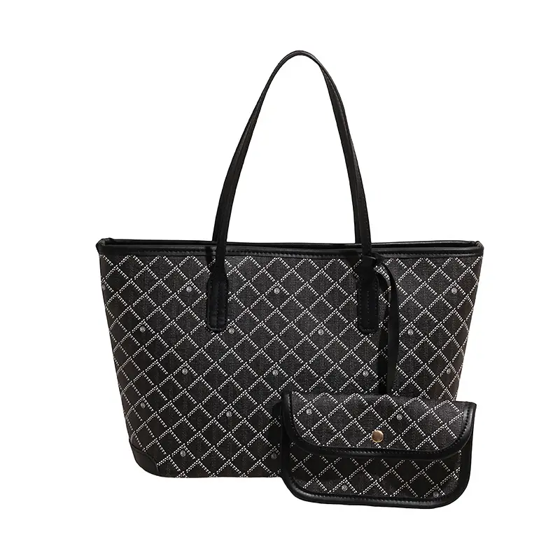 Women Large Capacity Tote Bag with Leather Handle Set - Image 6