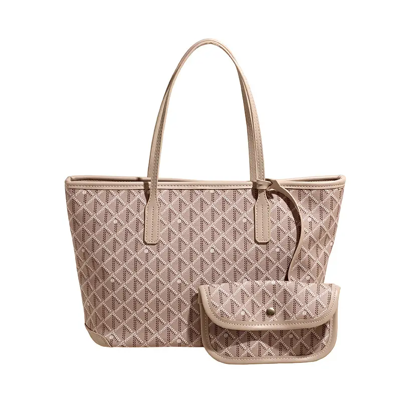 Women Large Capacity Tote Bag with Leather Handle Set - Image 8