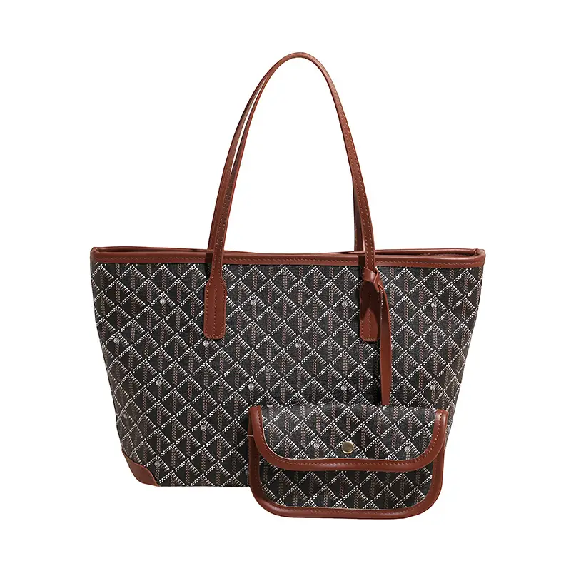 Women Large Capacity Tote Bag with Leather Handle Set - Image 9