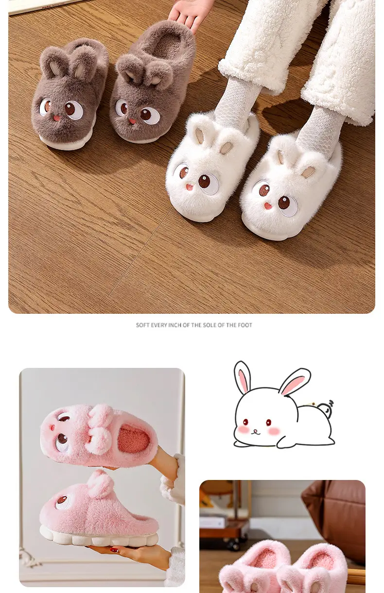 2025 Winter Rabbit Cotton Slippers Women's Anti-Slip Home Warm Fur Bag Heel Children's Parent-Child Cotton Shoes — feature 14