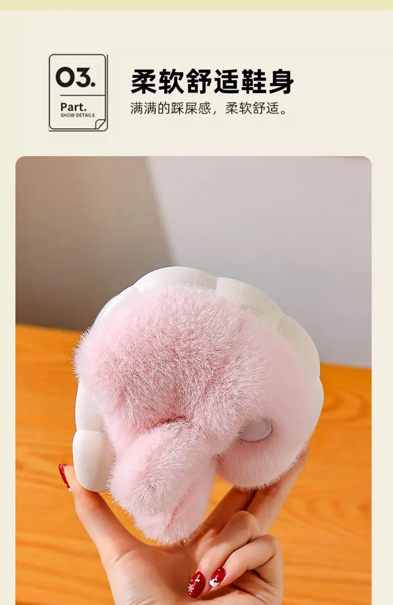 2025 Winter Rabbit Cotton Slippers Women's Anti-Slip Home Warm Fur Bag Heel Children's Parent-Child Cotton Shoes — feature 8
