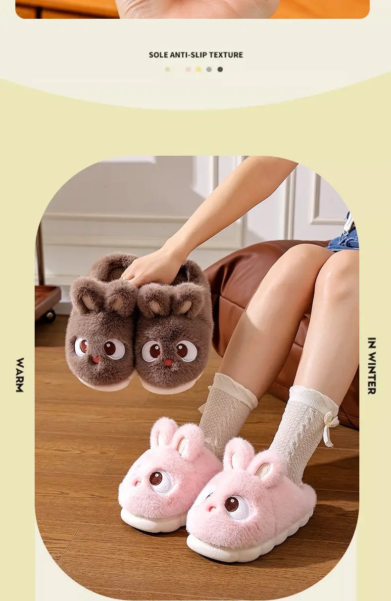 2025 Winter Rabbit Cotton Slippers Women's Anti-Slip Home Warm Fur Bag Heel Children's Parent-Child Cotton Shoes — feature 9