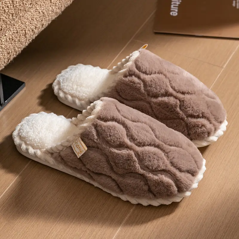 Cixi Cotton Slippers for Women in Autumn and Winter for Couples at Home Indoor Confinement Warm Non-Slip Plush Home Cotton Slippers for Men