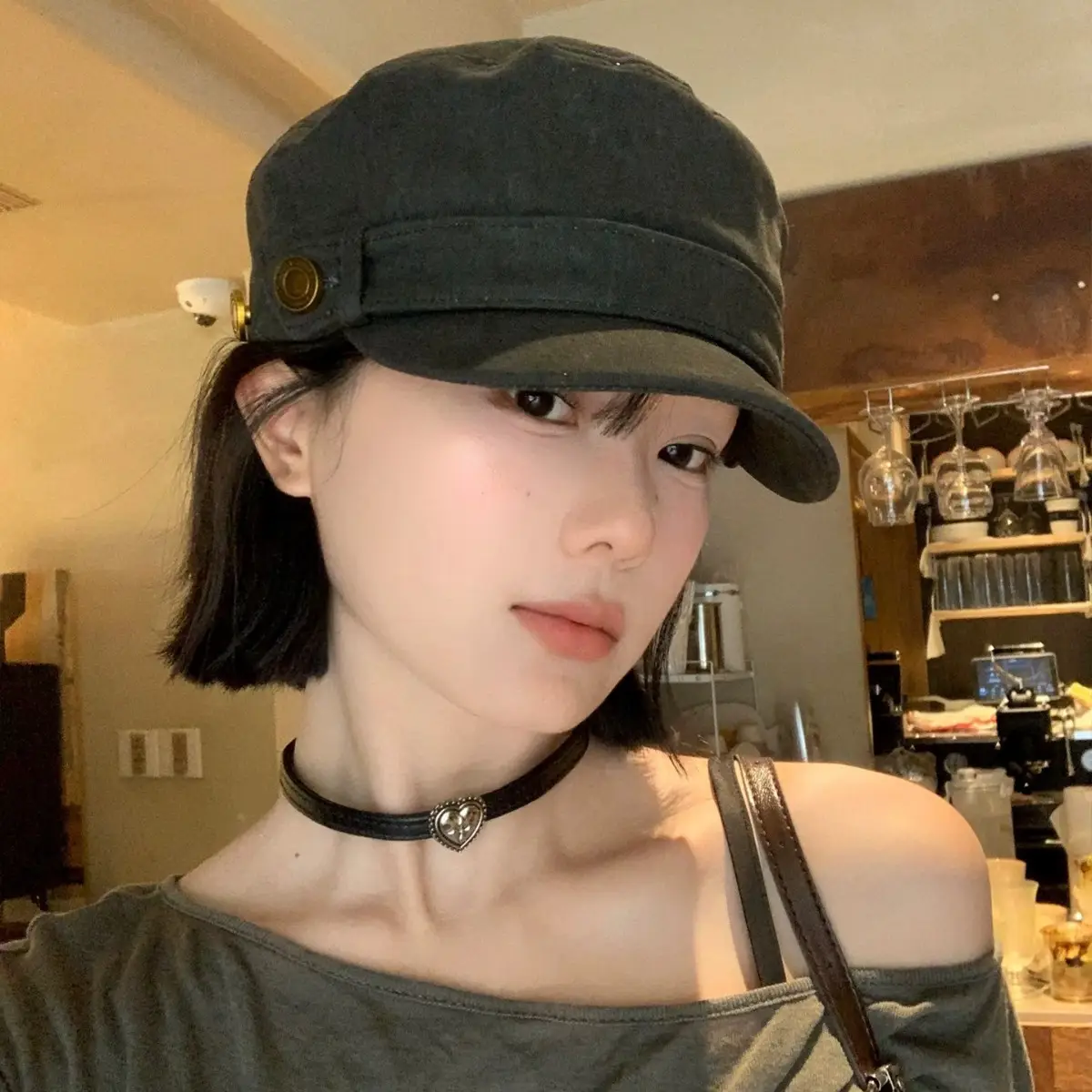 Japanese Retro Duckbill Cap Women Brown Black Maroon Olive - Image 3