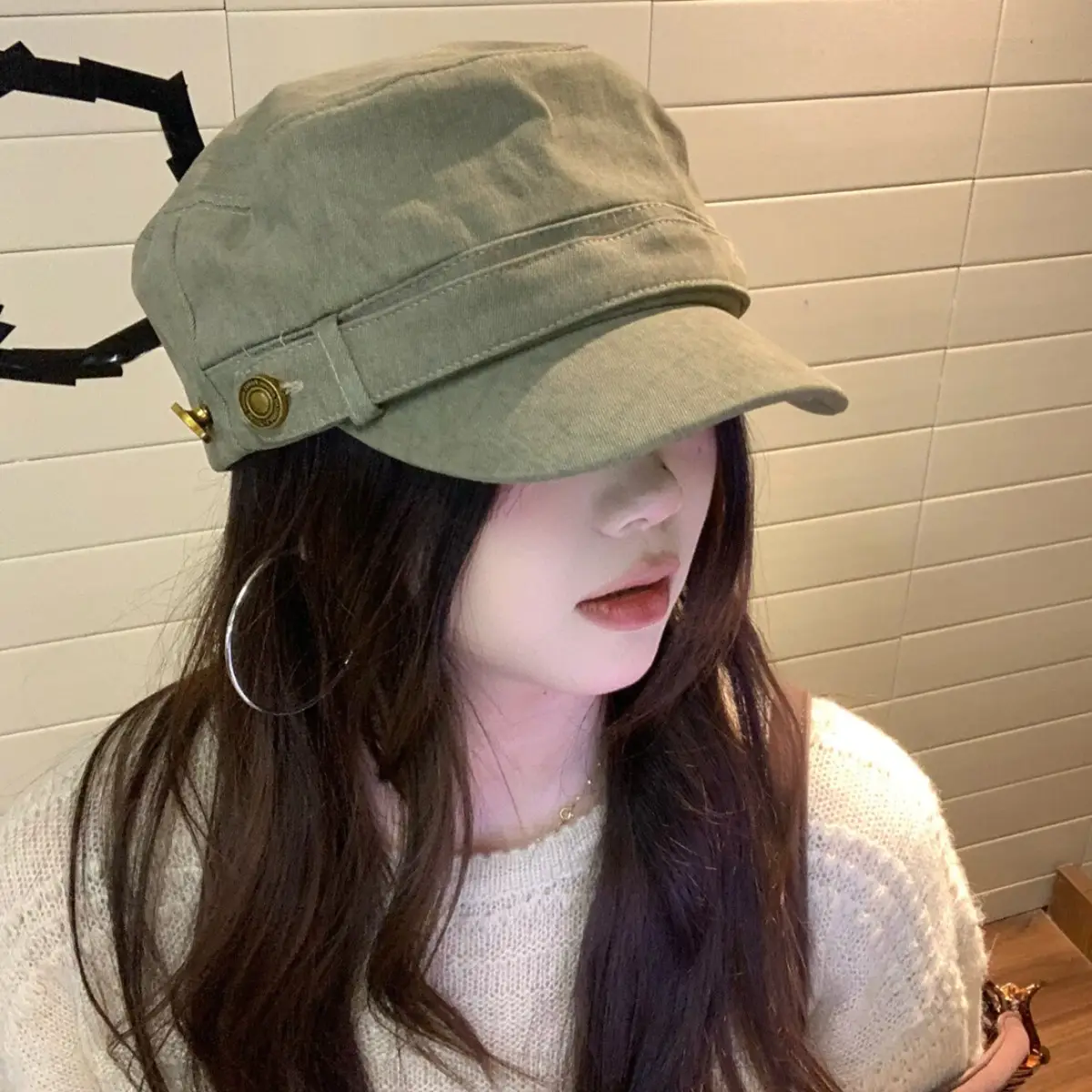 Japanese Retro Duckbill Cap Women Brown Black Maroon Olive - Image 4