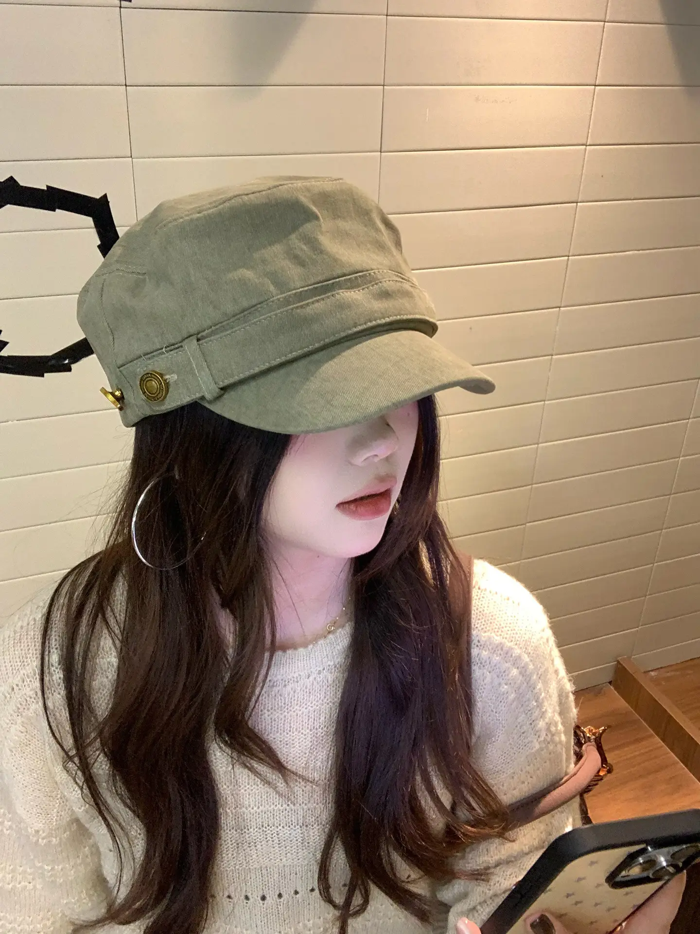 Japanese Retro Duckbill Cap Women Brown Black Maroon Olive — feature 1