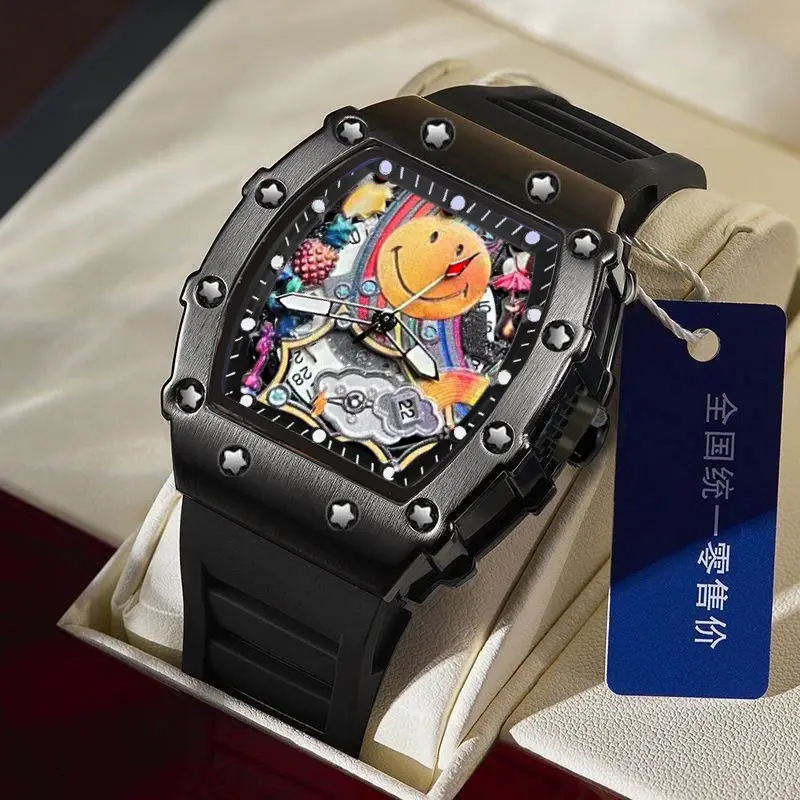 Smiley Richard Series Men's Watch Casual Fashion Quartz Watch Domineering Luminous Barrel-Shaped Watch Foreign Trade Hot Model — feature 3