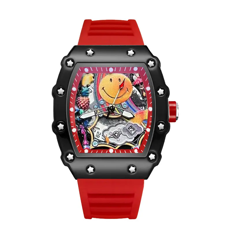 Smiley Richard Series Men's Watch Casual Fashion Quartz Watch Domineering Luminous Barrel-Shaped Watch Foreign Trade Hot Model
