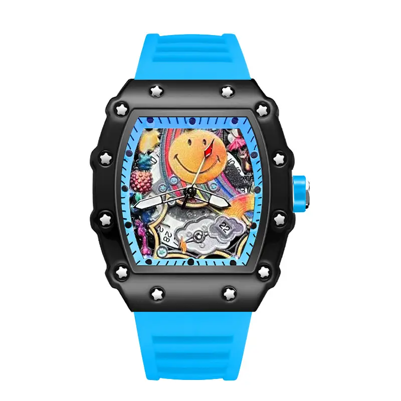 Smiley Richard Series Men's Watch Casual Fashion Quartz Watch Domineering Luminous Barrel-Shaped Watch Foreign Trade Hot Model