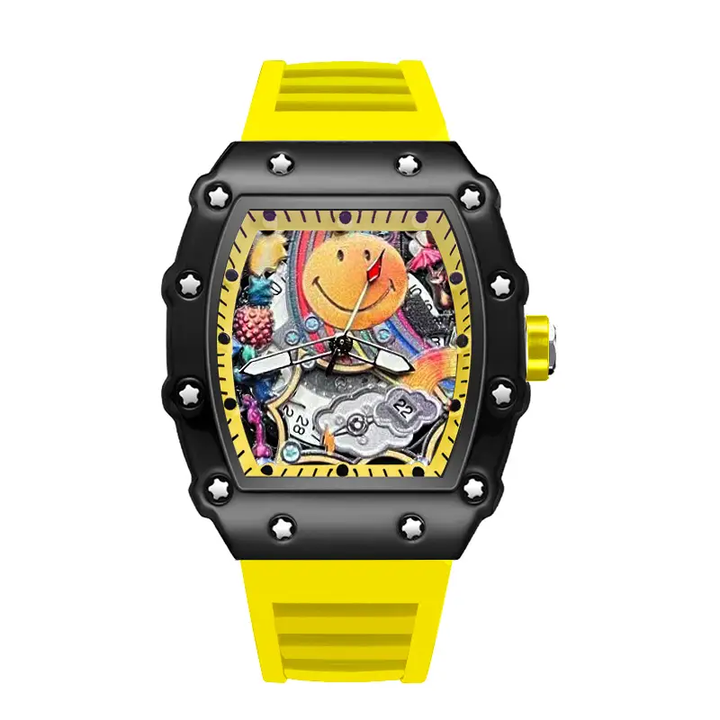 Smiley Richard Series Men's Watch Casual Fashion Quartz Watch Domineering Luminous Barrel-Shaped Watch Foreign Trade Hot Model
