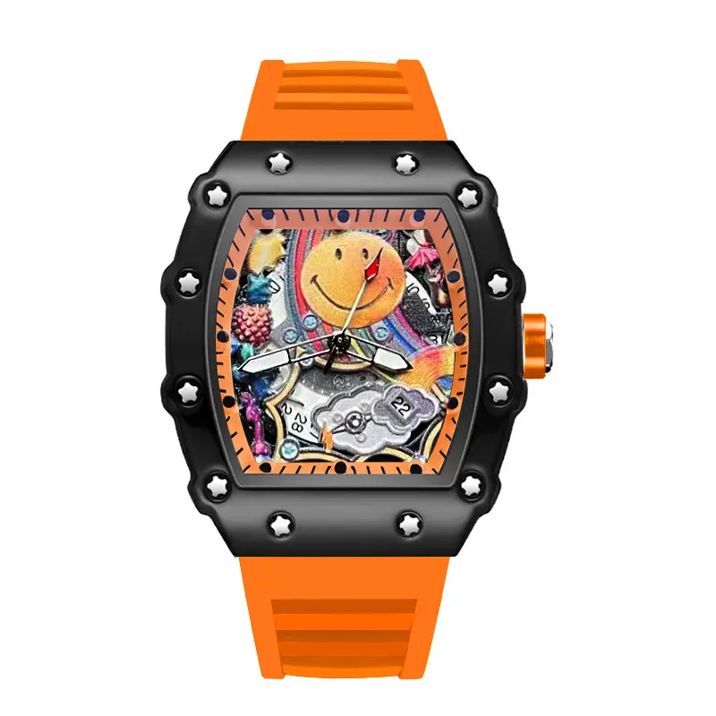 Smiley Richard Series Men's Watch Casual Fashion Quartz Watch Domineering Luminous Barrel-Shaped Watch Foreign Trade Hot Model