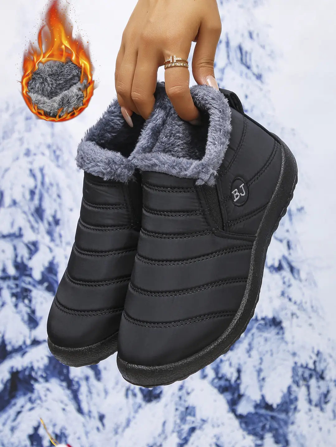 European and American Cross-Border Foreign Trade Large Size Cotton Shoes, Same Style Thickened Middle-Aged and Elderly Cross-Border Warm Plus Velvet Snow Boots Wholesale Large Size — feature 1