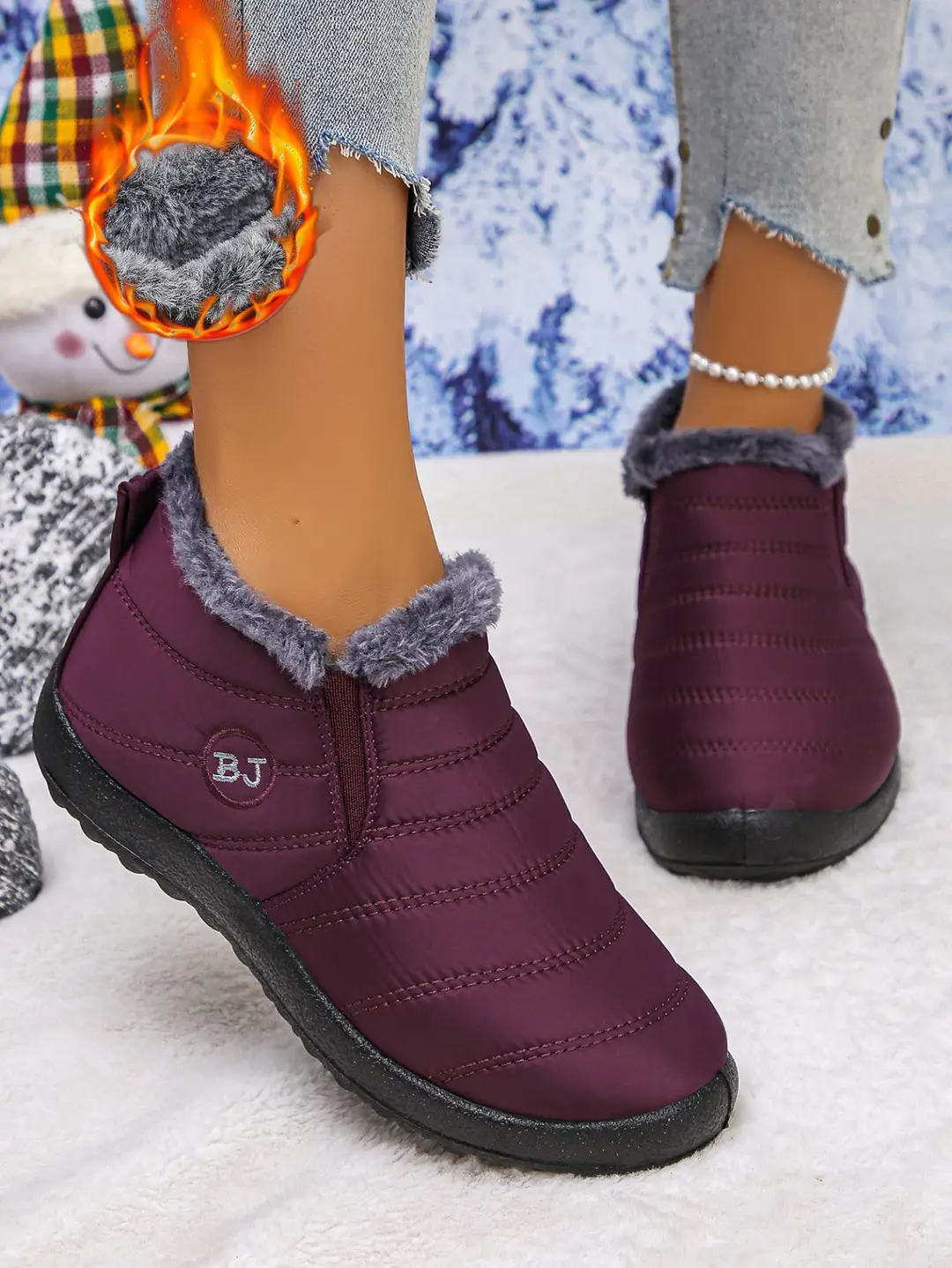 European and American Cross-Border Foreign Trade Large Size Cotton Shoes, Same Style Thickened Middle-Aged and Elderly Cross-Border Warm Plus Velvet Snow Boots Wholesale Large Size — feature 10