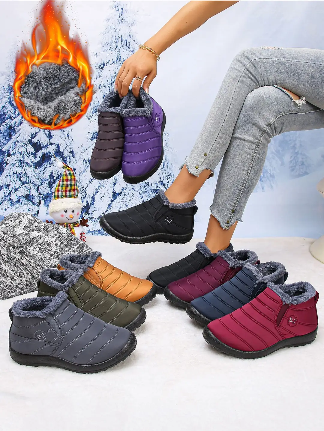 European and American Cross-Border Foreign Trade Large Size Cotton Shoes, Same Style Thickened Middle-Aged and Elderly Cross-Border Warm Plus Velvet Snow Boots Wholesale Large Size — feature 12