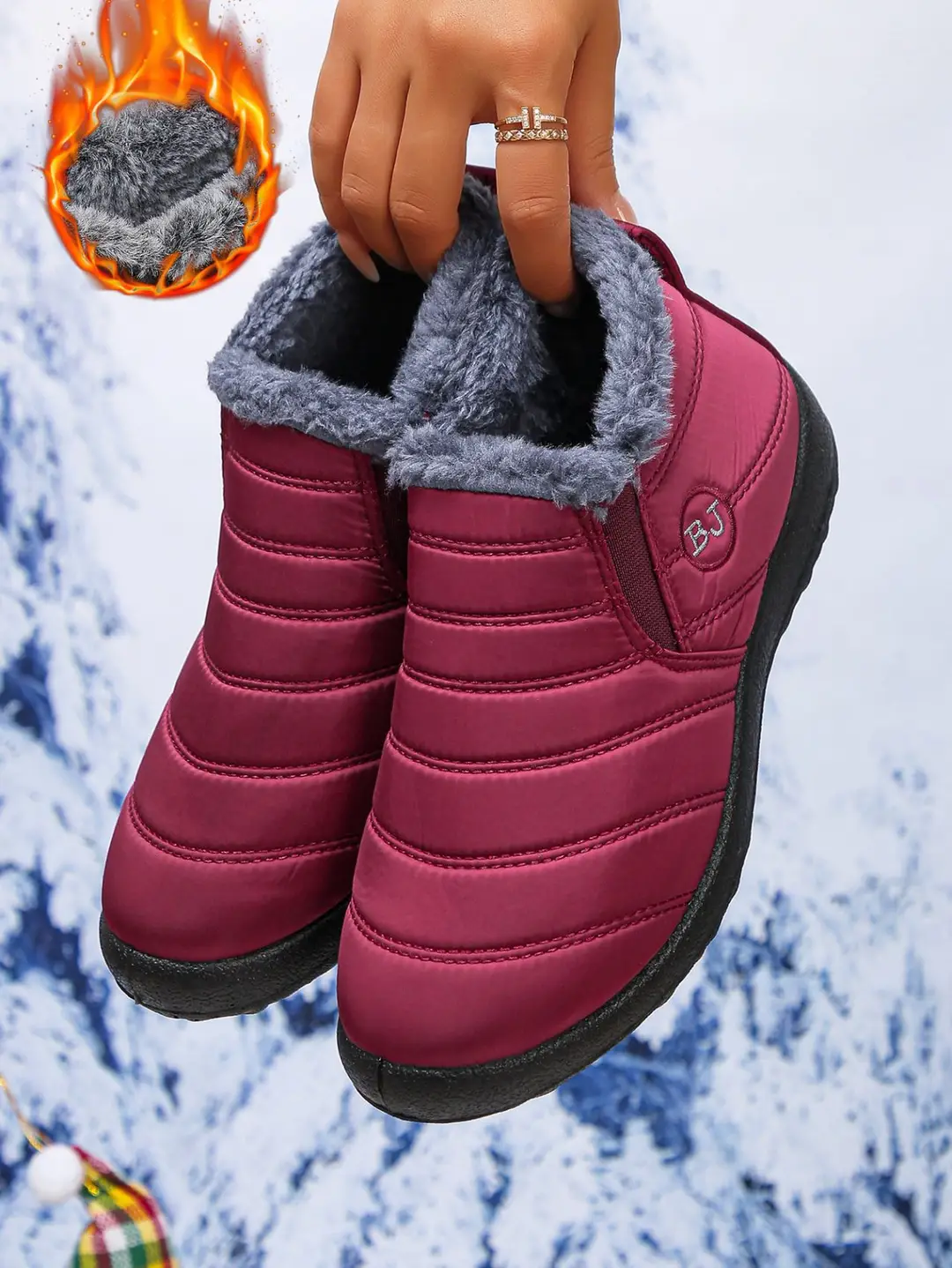 European and American Cross-Border Foreign Trade Large Size Cotton Shoes, Same Style Thickened Middle-Aged and Elderly Cross-Border Warm Plus Velvet Snow Boots Wholesale Large Size — feature 13