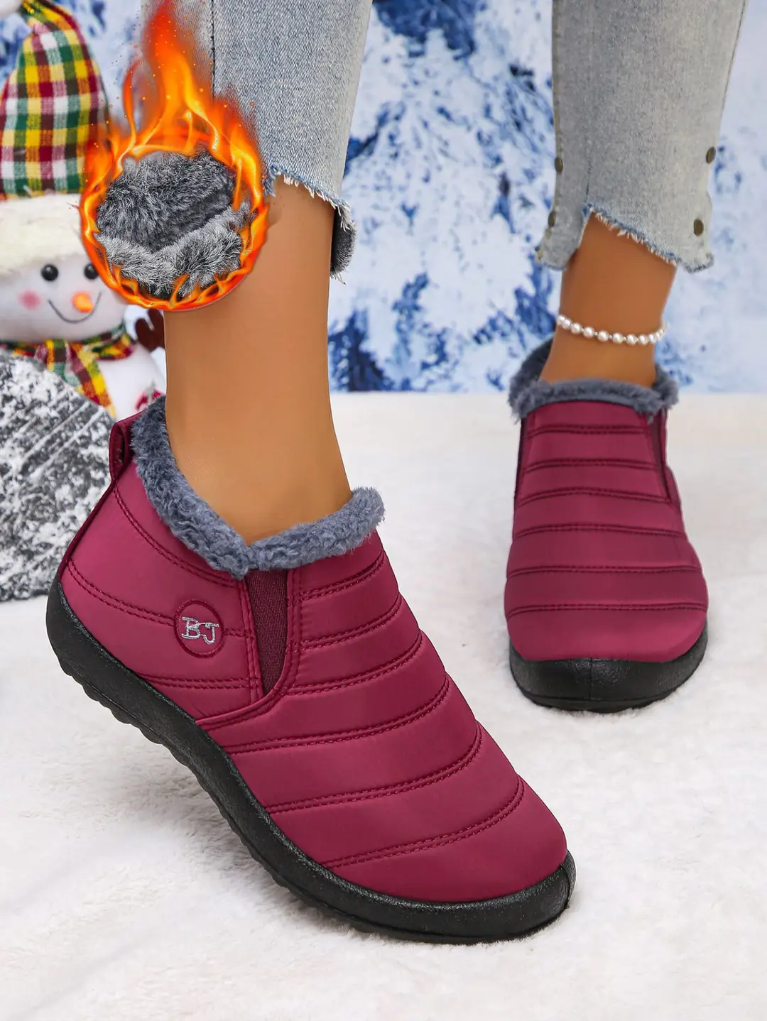 European and American Cross-Border Foreign Trade Large Size Cotton Shoes, Same Style Thickened Middle-Aged and Elderly Cross-Border Warm Plus Velvet Snow Boots Wholesale Large Size — feature 14