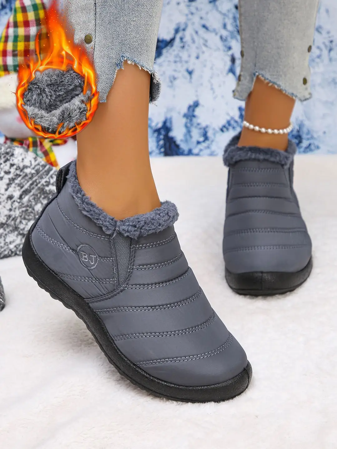 European and American Cross-Border Foreign Trade Large Size Cotton Shoes, Same Style Thickened Middle-Aged and Elderly Cross-Border Warm Plus Velvet Snow Boots Wholesale Large Size — feature 16