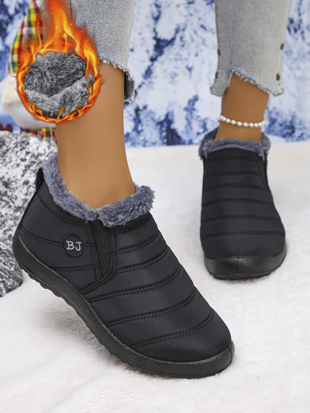 European and American Cross-Border Foreign Trade Large Size Cotton Shoes, Same Style Thickened Middle-Aged and Elderly Cross-Border Warm Plus Velvet Snow Boots Wholesale Large Size — feature 2