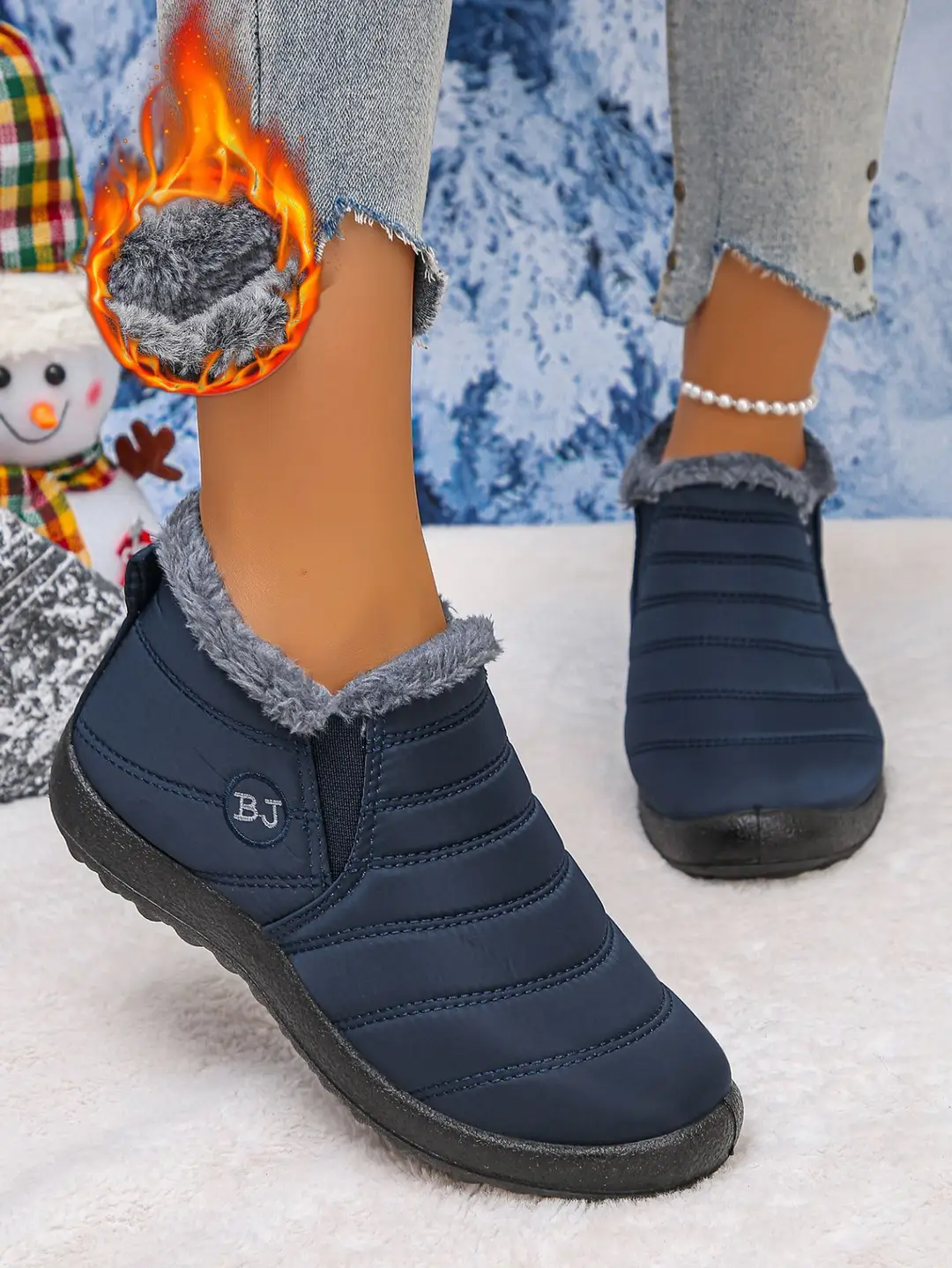 European and American Cross-Border Foreign Trade Large Size Cotton Shoes, Same Style Thickened Middle-Aged and Elderly Cross-Border Warm Plus Velvet Snow Boots Wholesale Large Size — feature 5