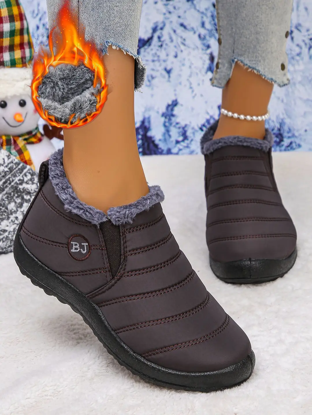European and American Cross-Border Foreign Trade Large Size Cotton Shoes, Same Style Thickened Middle-Aged and Elderly Cross-Border Warm Plus Velvet Snow Boots Wholesale Large Size — feature 6