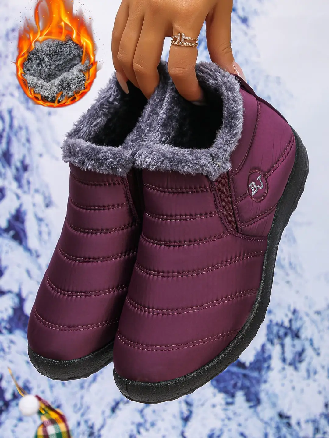 European and American Cross-Border Foreign Trade Large Size Cotton Shoes, Same Style Thickened Middle-Aged and Elderly Cross-Border Warm Plus Velvet Snow Boots Wholesale Large Size — feature 8