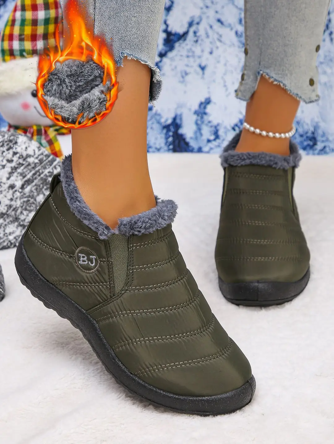 European and American Cross-Border Foreign Trade Large Size Cotton Shoes, Same Style Thickened Middle-Aged and Elderly Cross-Border Warm Plus Velvet Snow Boots Wholesale Large Size — feature 9