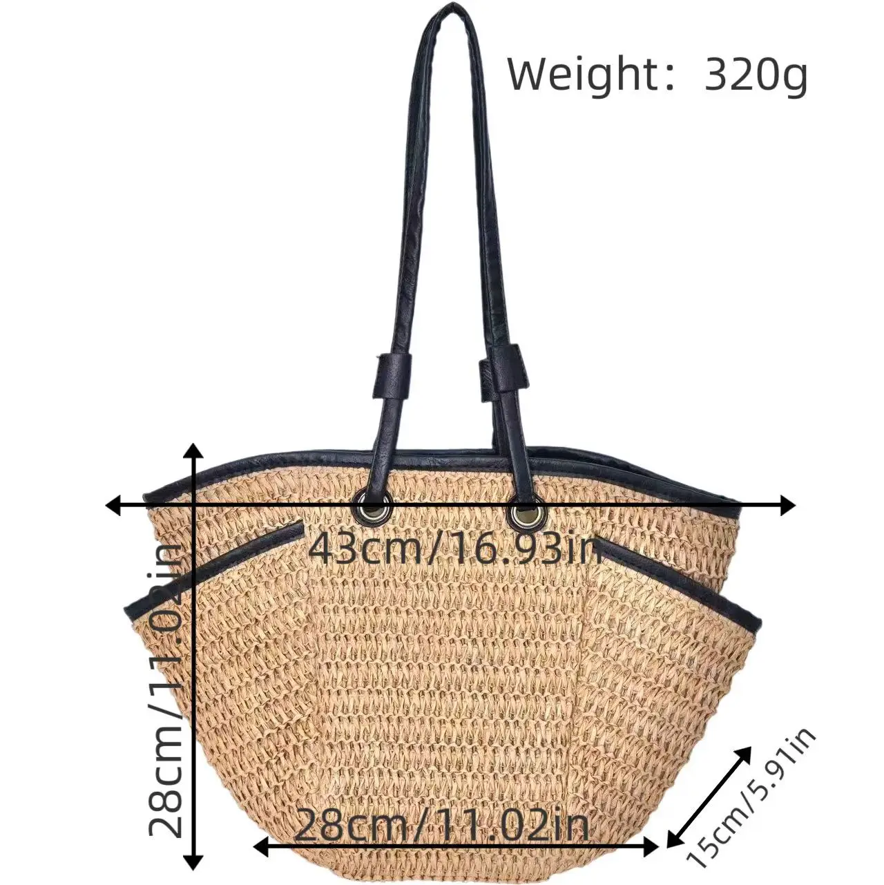 Women Straw Bag Large Capacity Shoulder Bag for Seaside Vacation - Image 5