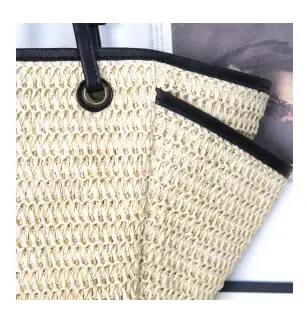Women Straw Bag Large Capacity Shoulder Bag for Seaside Vacation — feature 10