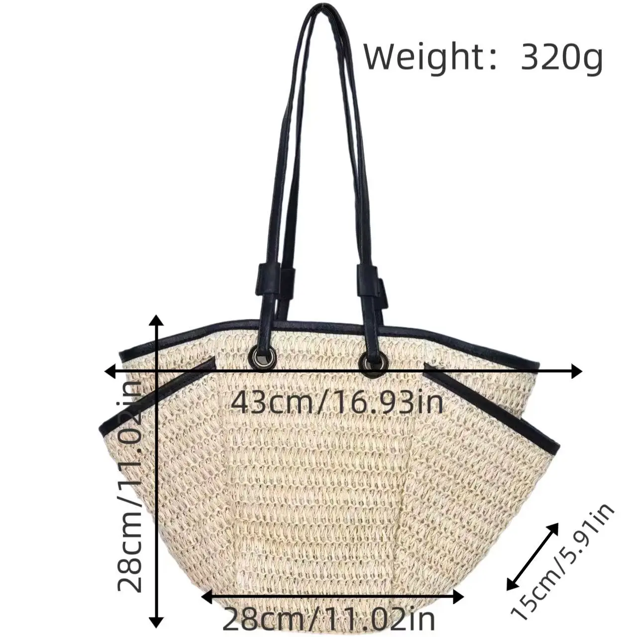 Women Straw Bag Large Capacity Shoulder Bag for Seaside Vacation — feature 5
