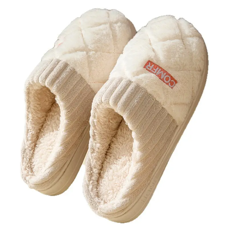 Cotton Slippers for Women, Autumn and Winter, Thick-Soled, Non-Slip, 2026 New Model, Plush, Indoor Home, Warm, Couple'S, Men's