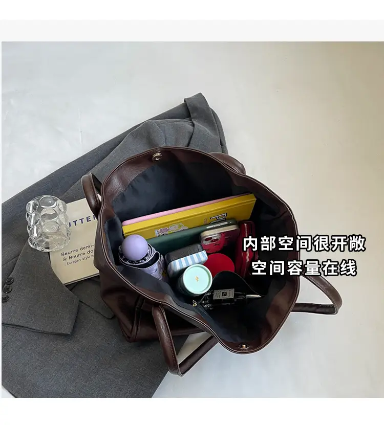 Large Capacity Women's Leather Tote Bag Brown — feature 10
