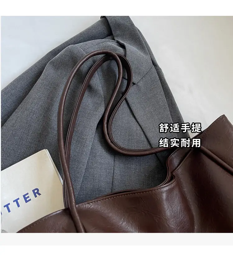 Large Capacity Women's Leather Tote Bag Brown — feature 7