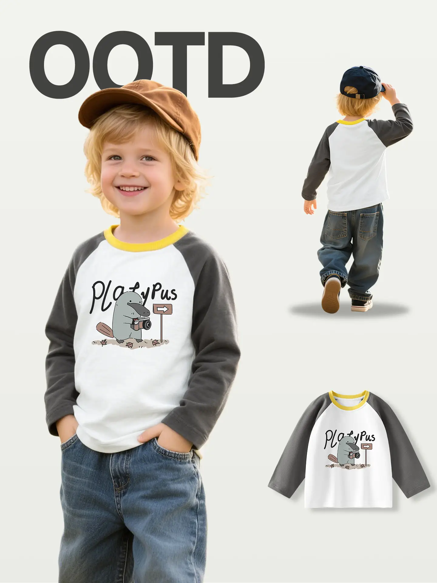 Jingqi Kids T-Shirt Long Sleeve Cotton White Yellow - Image 8