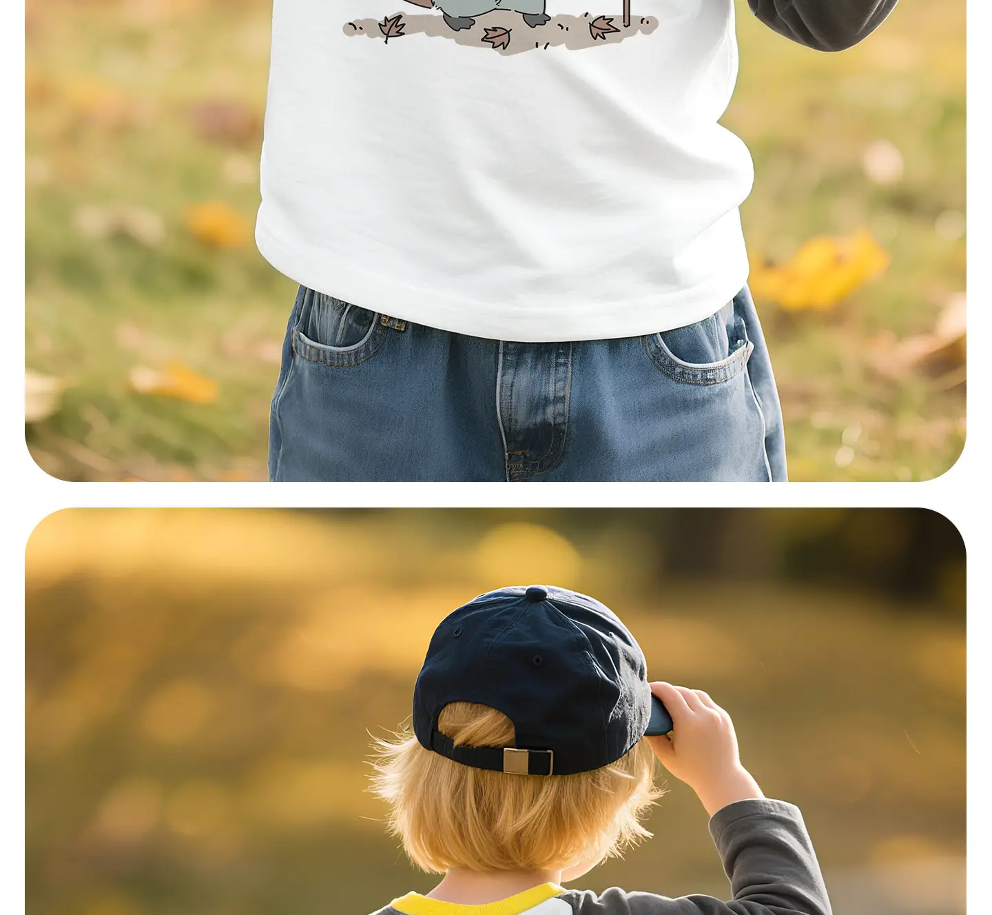 Jingqi Kids T-Shirt Long Sleeve Cotton White Yellow — feature 18