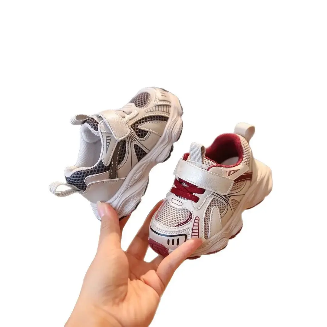 Baby Running Shoes White Mesh Double Velcro