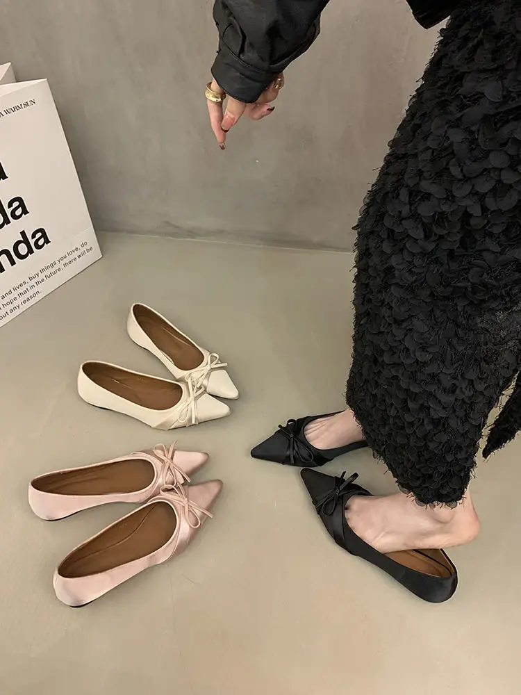 French-Style Gentle Bow Shallow Mouth Single Shoes for Petite Women, New Autumn Evening Shoes to Match Dresses — feature 3