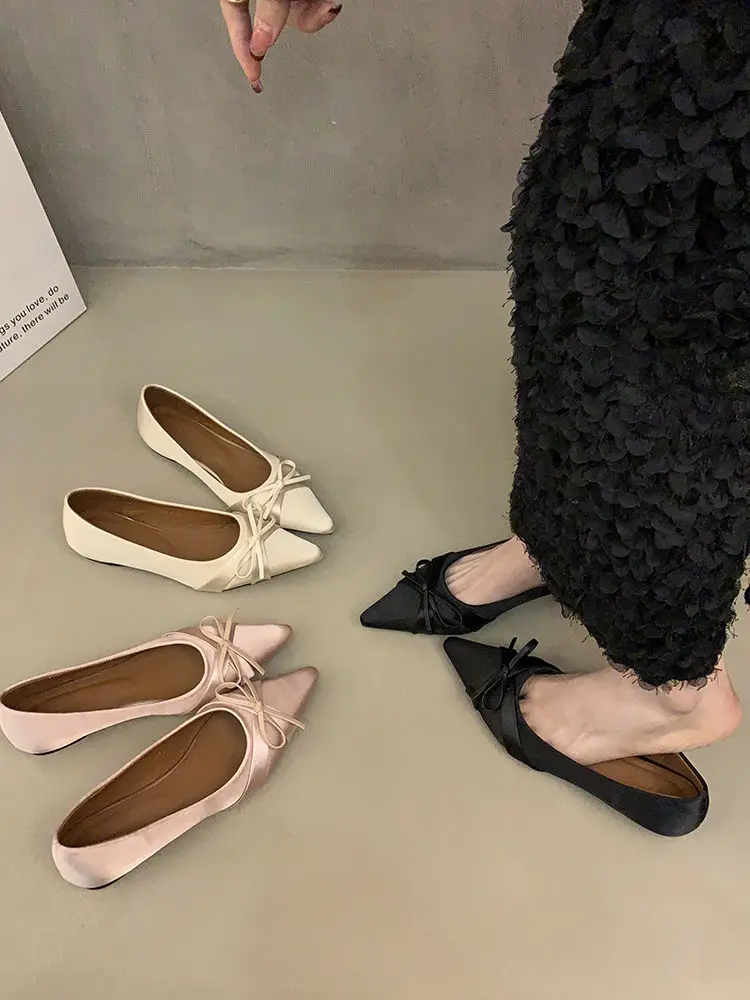 French-Style Gentle Bow Shallow Mouth Single Shoes for Petite Women, New Autumn Evening Shoes to Match Dresses — feature 5
