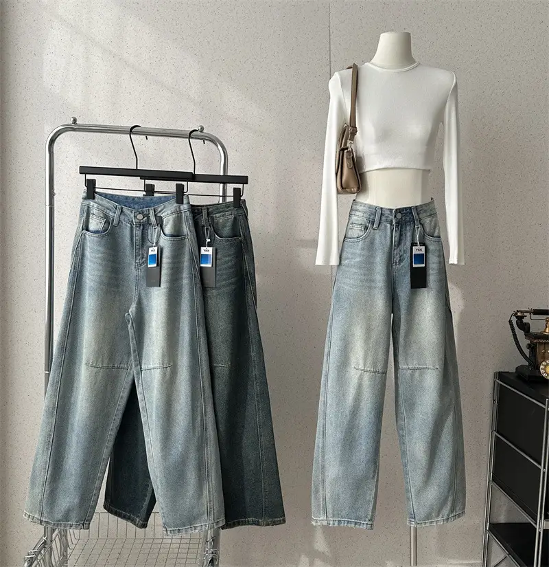 Dark Blue Wide Leg Jeans for Petite Women — feature 2