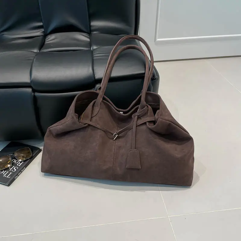 Women Retro Frosted Tote Bag Brown 2025 - Image 7