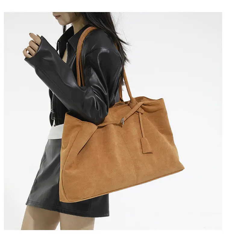 Women Retro Frosted Tote Bag Brown 2025 — feature 10